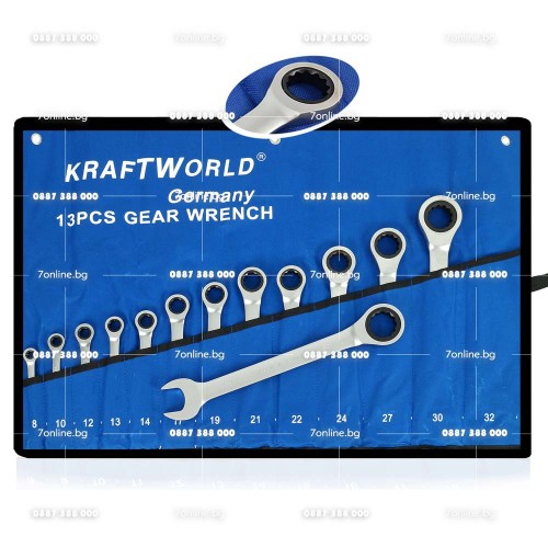 13бр. Прави звездогаечни тресчотъчни ключове KraftWorld 8-32 mm