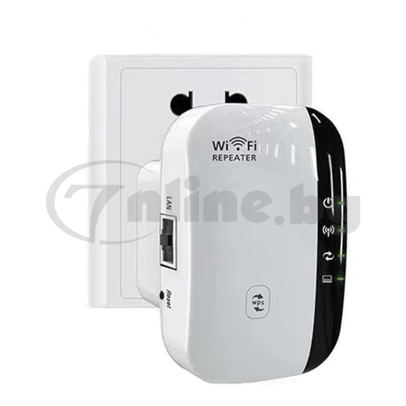 Бял WiFi репитер 300Mbps за контакт, усилващ безжичния сигнал в дома