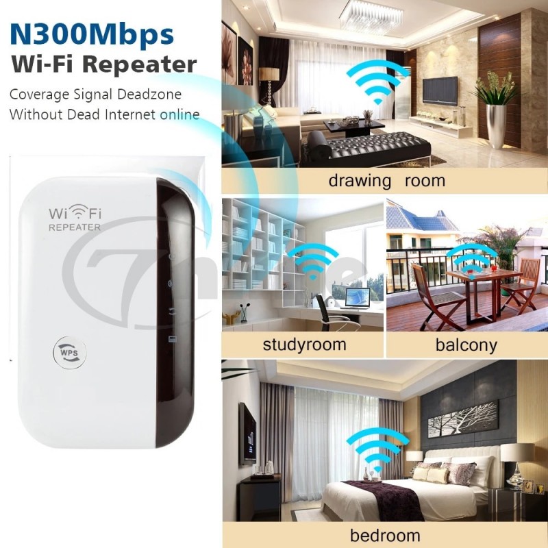 Бял WiFi репитер 300Mbps за контакт, усилващ безжичния сигнал в дома