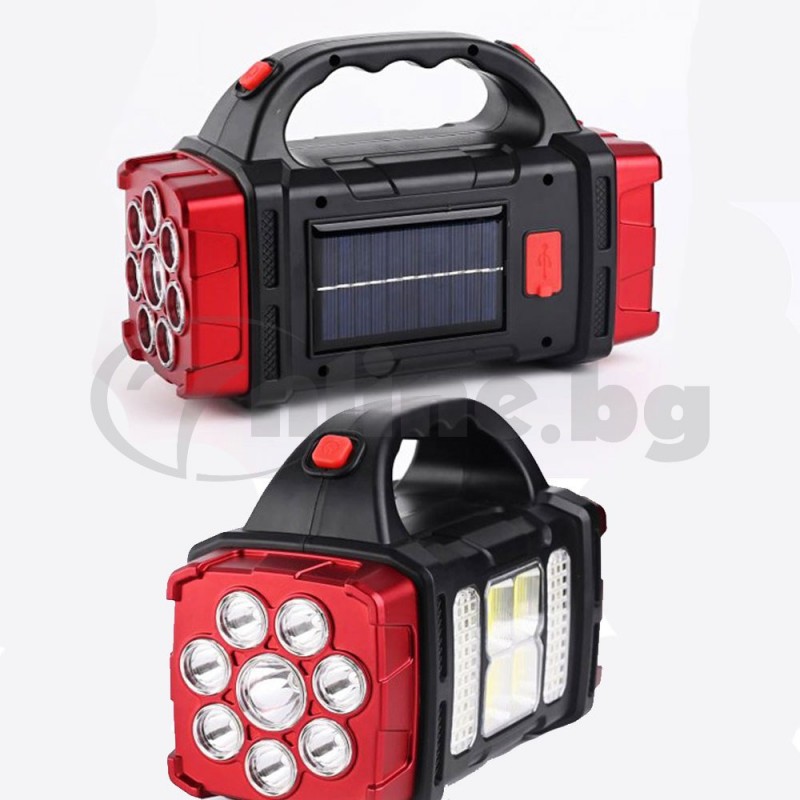 LED многофункционален фенер-прожектор HB-2678 със соларен панел за къмпинг