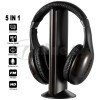Черни безжични Hi-Fi слушалки MH2001 5 в 1 с база за телевизор и компютър