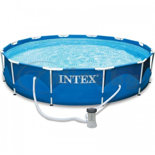СЕМЕЕН БАСЕЙН С МЕТАЛНА РАМКА INTEX 366 x 76 СМ (6500 ЛИТРА + ПОМПА)
