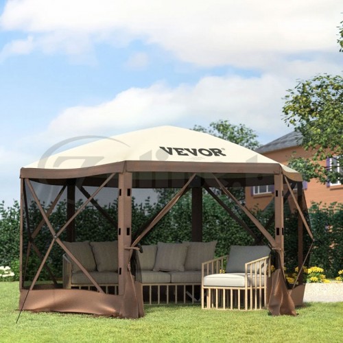 VEVOR Pop-Up Мрежеста шатра 3.05 х 3.05 м, 6-странна със сенник