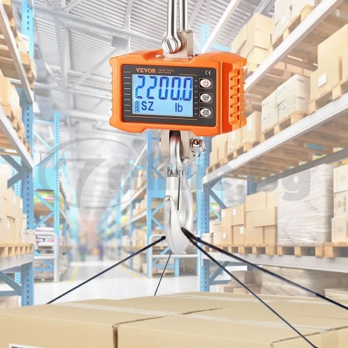 VEVOR Дигитален кранов кантар 1000 кг (2200 lbs) с дистанционно – индустриална висяща везна с LCD дисплей