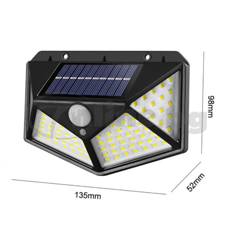 Соларна лампа за стена CL-100 със 100 LED диода и сензор за движение промо пакет