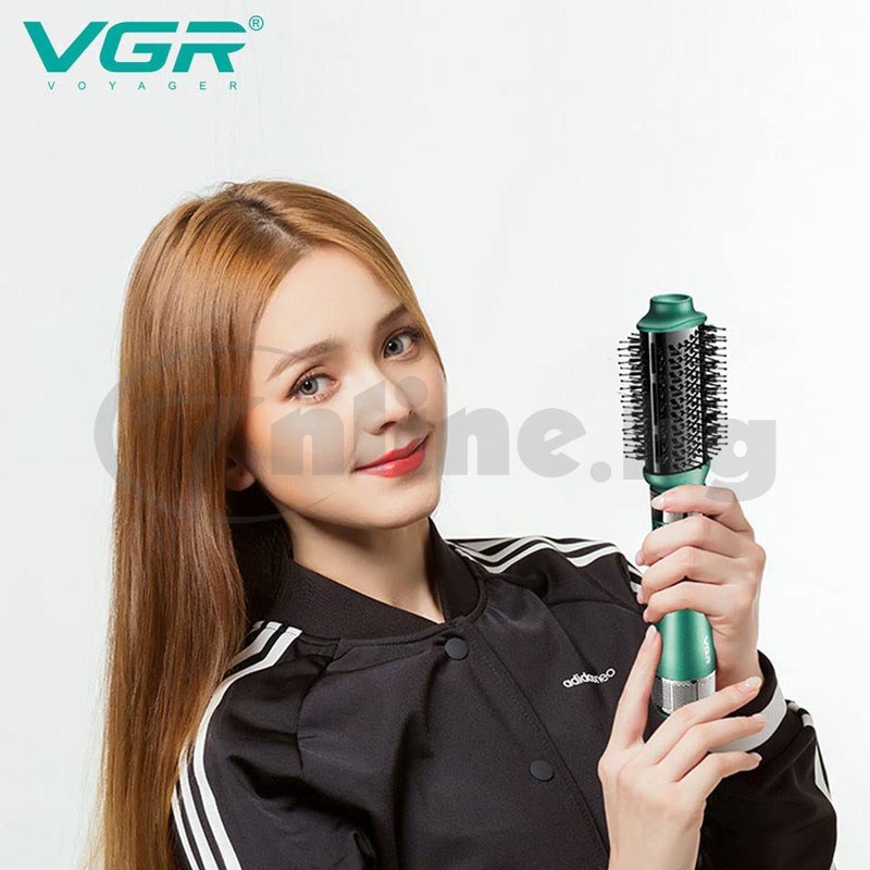 Професионална електрическа четка за коса с горещ въздух сешоар 4 в 1 VGR V-493 зелена 1000W