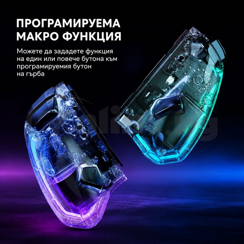 Прозрачен безжичен контролер NYXI Hyperion с RGB осветление за Nintendo Switch OLED