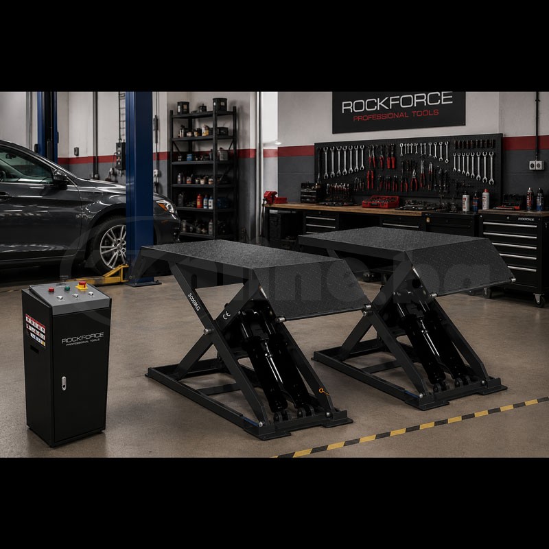 Ножичен подемник 3 тона RockForce Z30 (с подарък количка с инструменти 172 части)