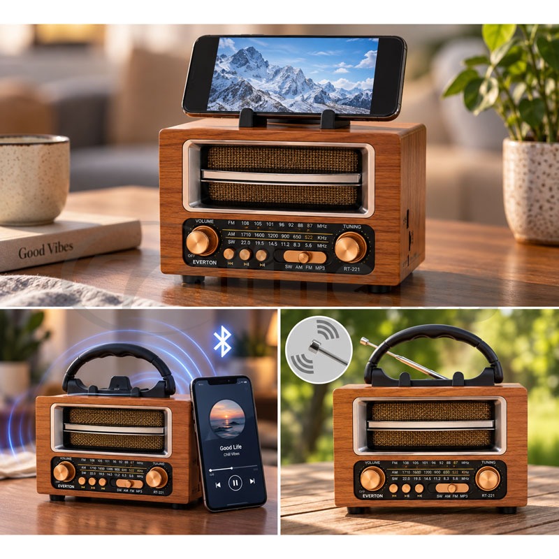 Ретро радио с Bluetooth и дървесен ефект KTF-2013