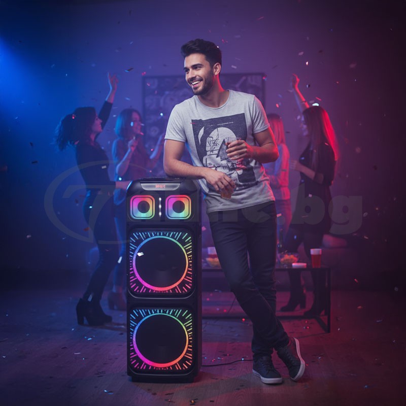 Мощна караоке тонколона Brodu iKaraoke BTS-2171 (Dual 12", 200W RMS) с 2 микрофона и Bluetooth - цена: 209.99 €