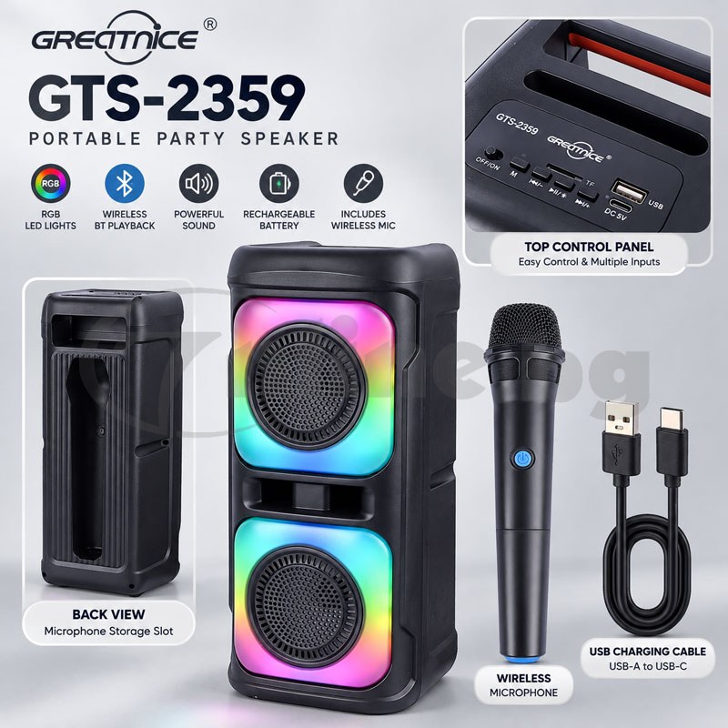 Караоке тонколона GTS-2359 с безжичен микрофон - цена: 33.99 €