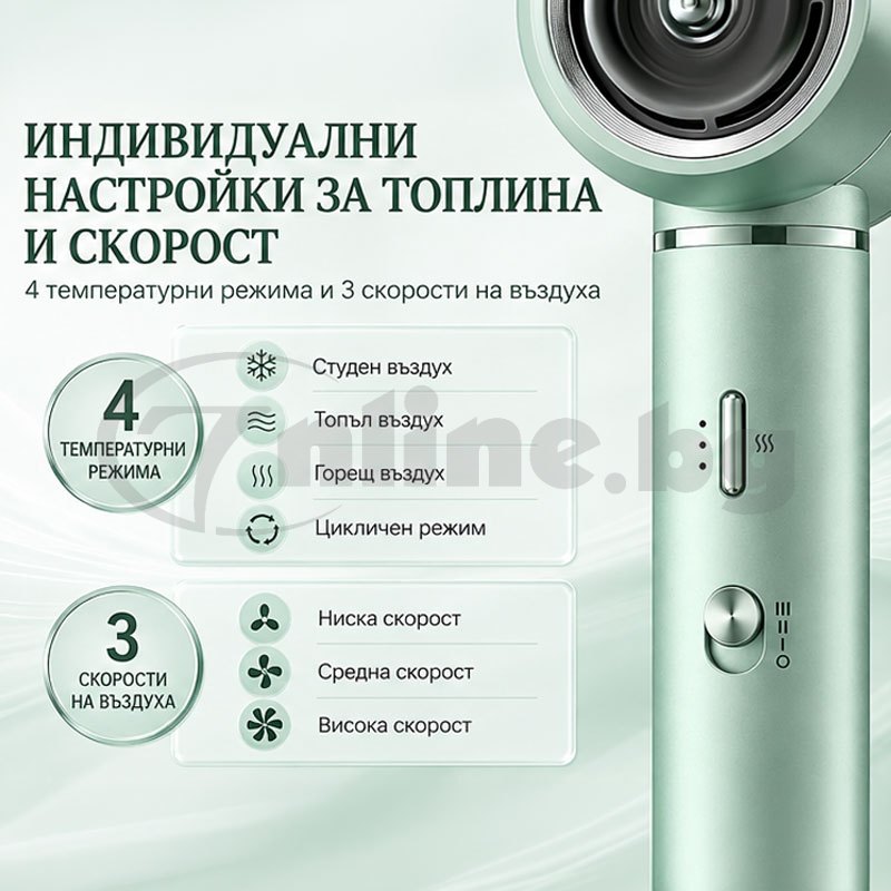 Стайлер за коса 6 в 1 VGR V-478, 1300 W, BLDC мотор, йонизация, зелен
