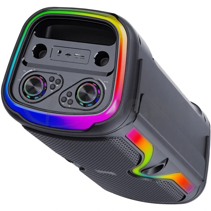 Караоке тонколона Brodu BTS-2147 с 2 говорителя по 12", безжичен микрофон, RGB светлини, Bluetooth 5.0 и TWS