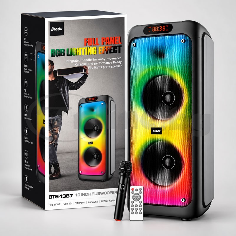 Bluetooth тонколона Brodu BTS-1387 с RGB Flame светлинен ефект